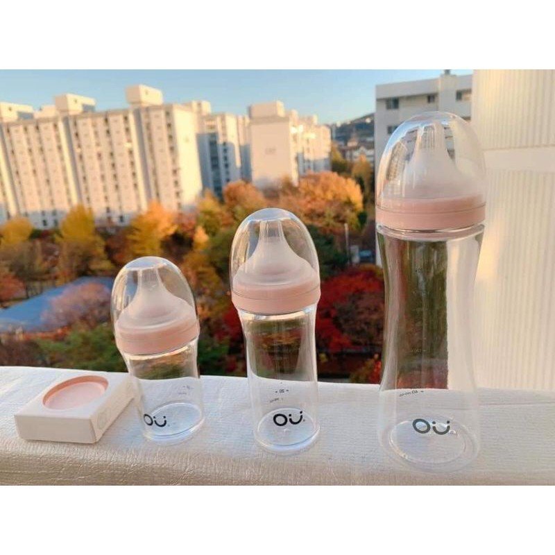 Bình sữa OU Wish 2 size 140ml / 260ml Nội địa Hàn (Bình Ouwish Tặng kèm nắp trữ sữa Silicon)