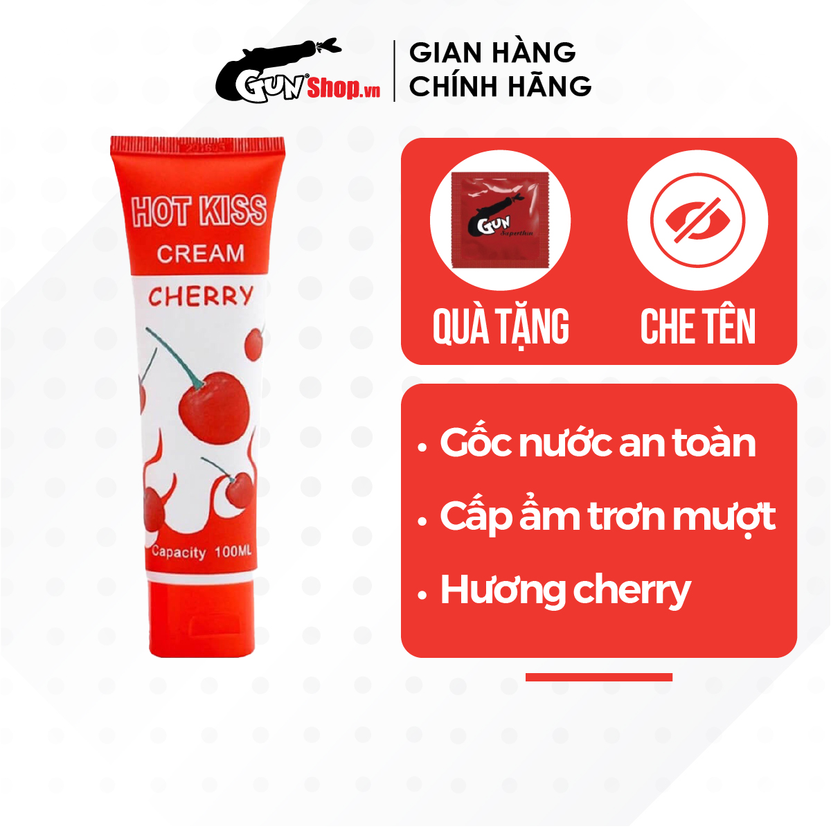 Gel bôi trơn hương cherry Hot Kiss - Chai 100ml | GUNSHOP VIỆT NAM