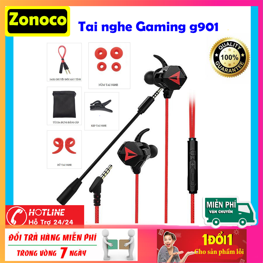 Tai nghe Gaming có mic G901 Jack 3.5mm; tai nghe chơi pubg, game mobile…; tai nghe gaming PC, tai nghe jack 3.5mm; tai nghe nhét tai gaming; tai nghe gaming cho điện thoại; tai nghe máy tính laptop có mic