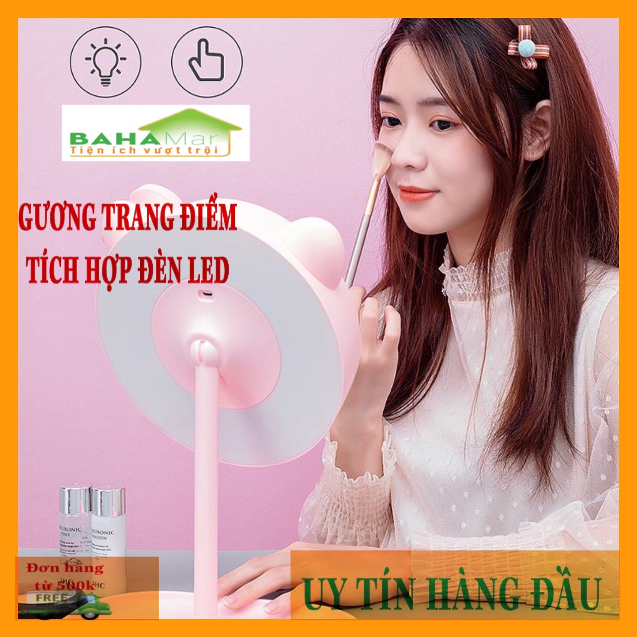 Gương trang điểm tích hợp đèn led đa năng "bahamar" dùng làm đèn ngủ, đèn đọc sách với 3 mức độ ánh sáng thích hợp