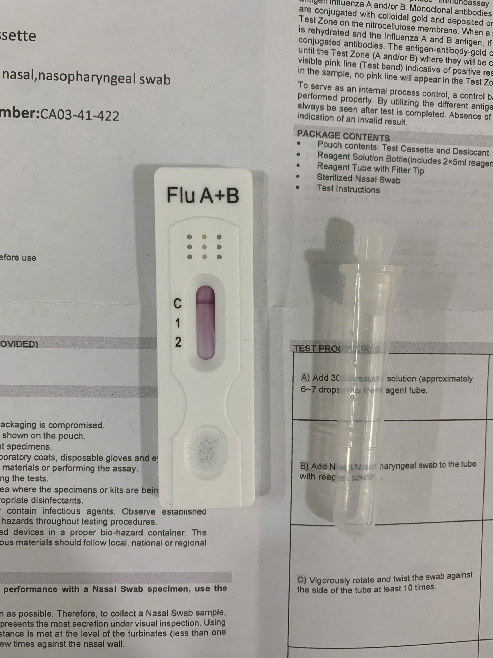 Test nhanh phát hiện cúm A,cúm B, que test influenza a/b tại nhà bằng dịch mũi chính xác