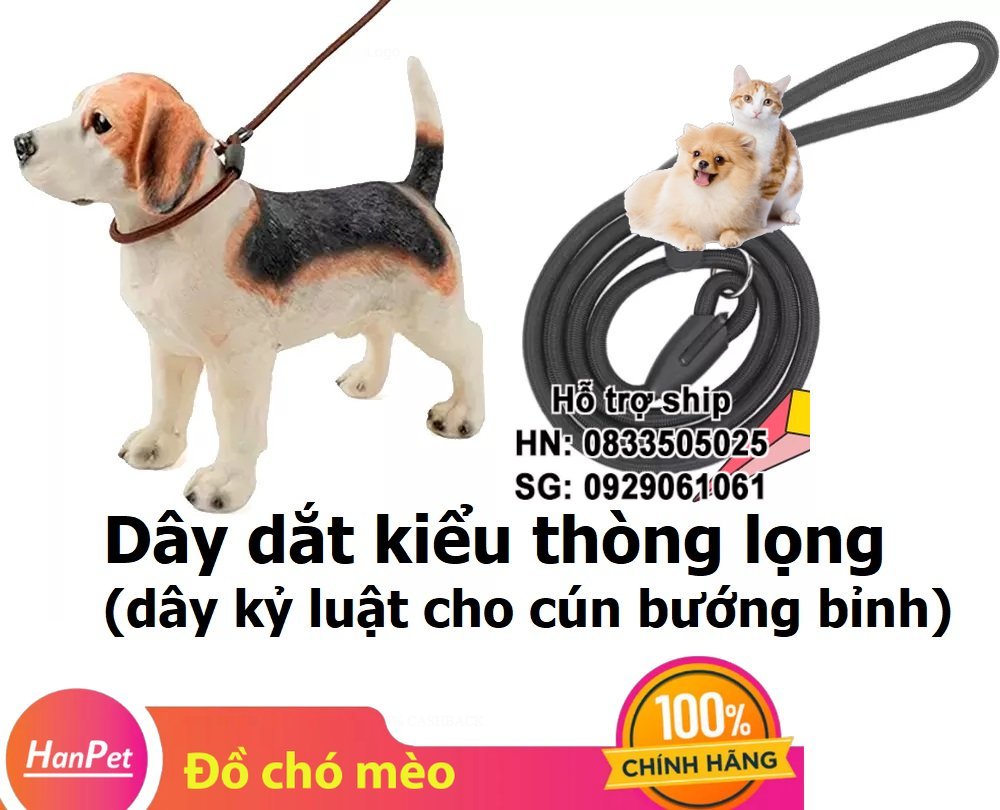 Hanpet - dây dắt chó kiểu thòng lọng size 0.8 chó chó dưới 10kg