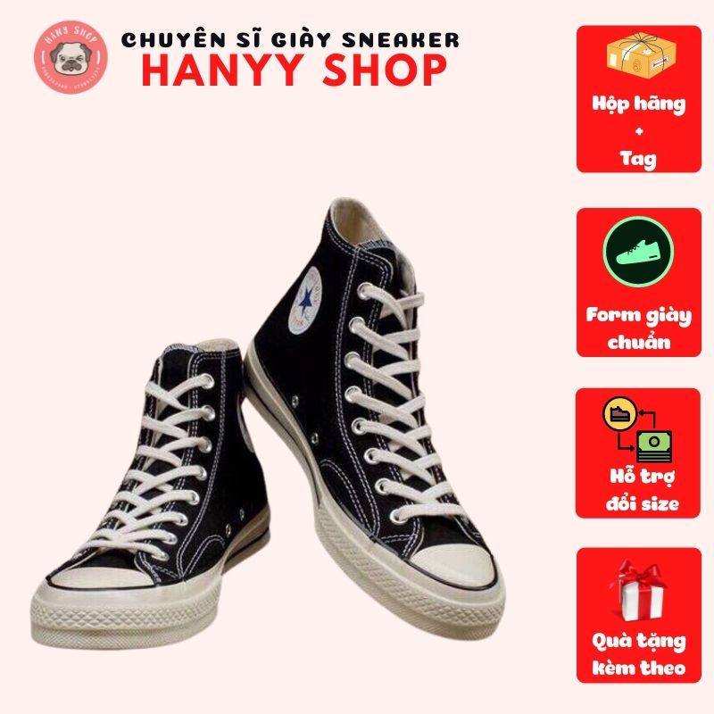 Giày Thể Thao Nam Nữ Couple Converse Cao Cổ Màu Đen Đế Trắng Hanyy Shop CVC0101