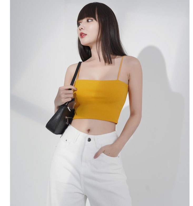Áo 2 dây ống bún, áo 2 dây croptop ôm sợi bún a0001-thời trangtrendy
