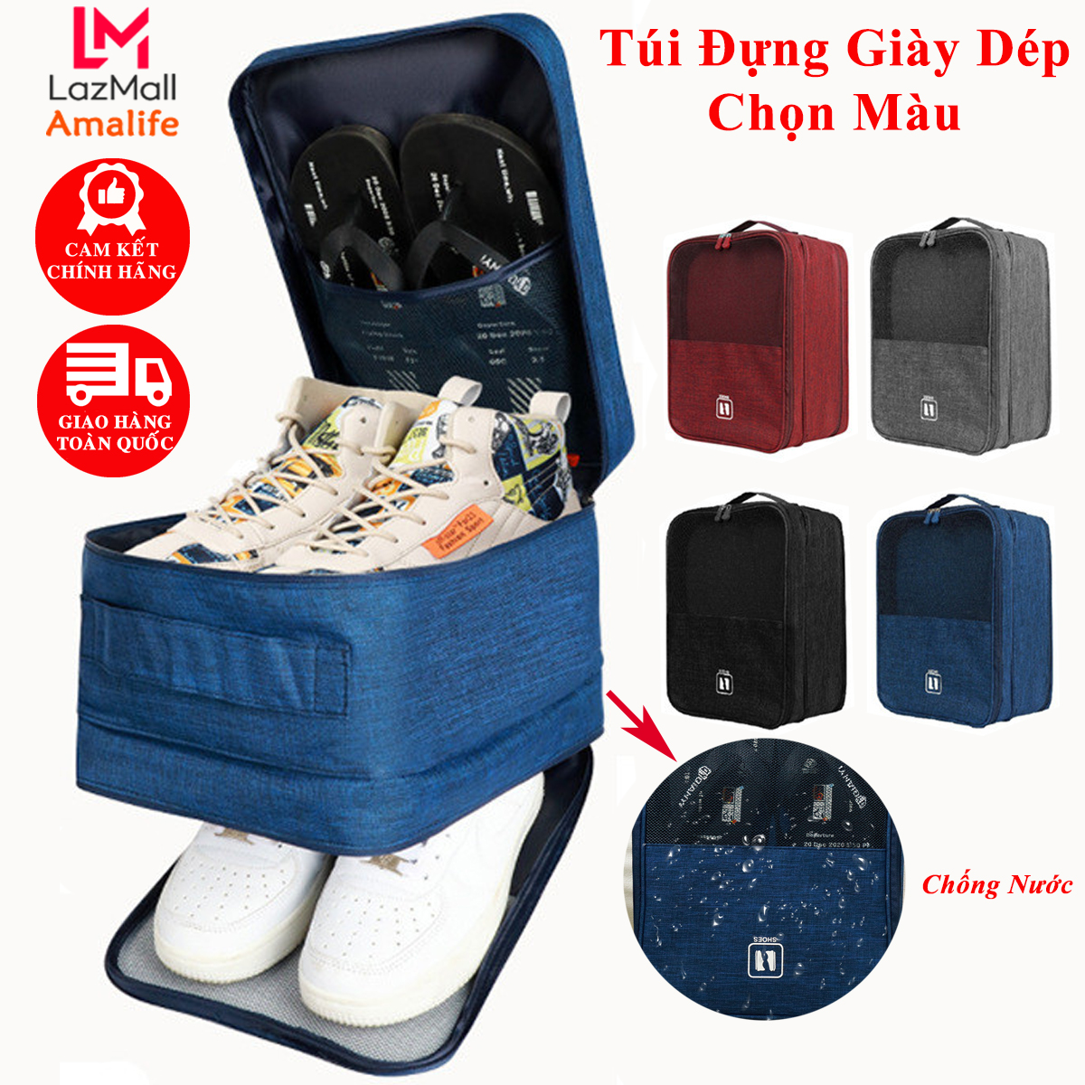 Túi đựng giày dép du lịch đa năng chống nước, túi bọc giày bằng vải mềm, bảo quản giày dép khỏi bụi bẩn, chống bụi, balo đựng giày dép có khoang gài vali đựng giày cao gót chính hãng amalife