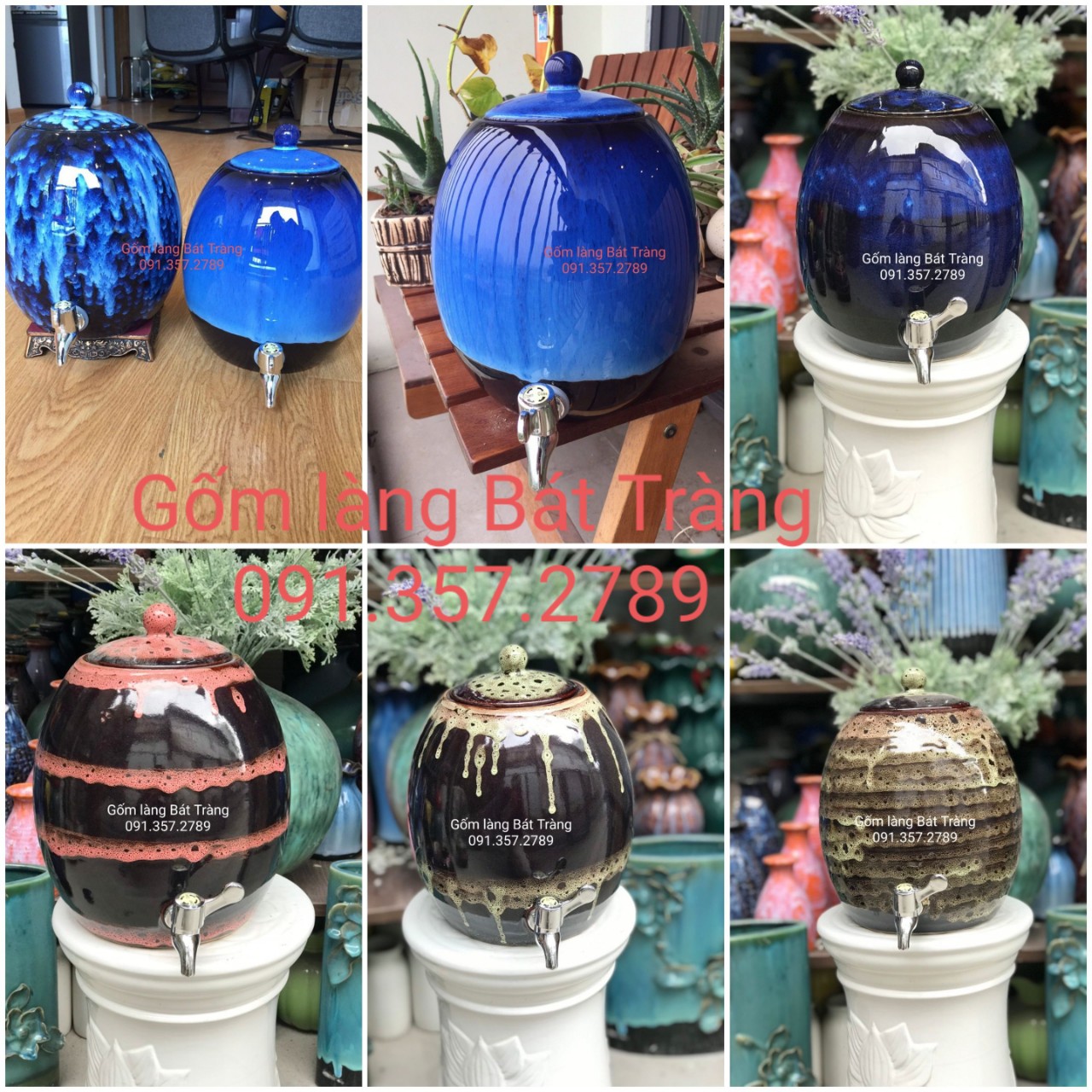 Bình nước 3 lit men hỏa biến gốm sứ Hiền Anh Bát Tràng