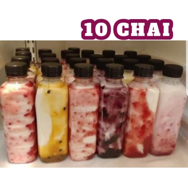 10 chai nhựa pet 330ml vuông kèm nắp