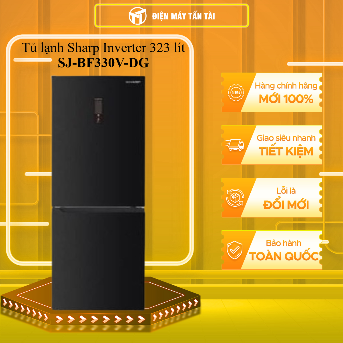 Tủ lạnh Sharp Inverter 323 lít SJ-BF330V-DG / SJ-BF330V-SL - BẢO HÀNH CHÍNH HÃNG - MIỄN PHÍ GIAO HC