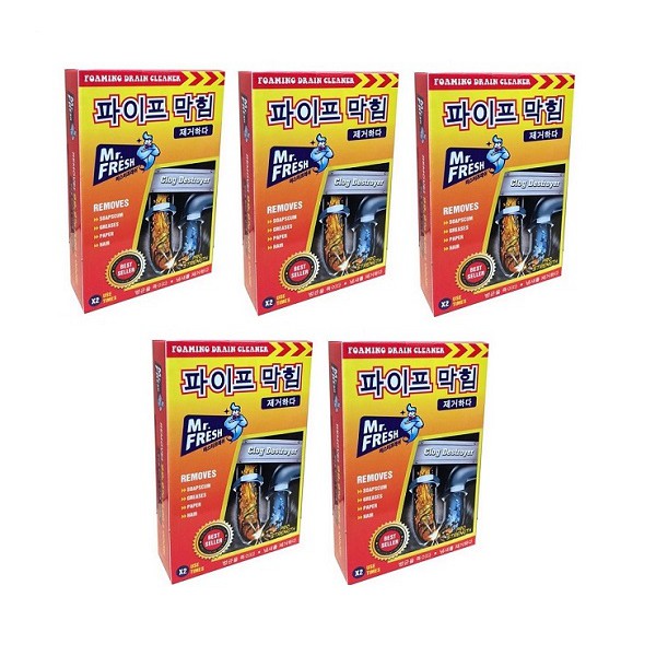 Bộ 5 hộp 10 gói bột thông cống mr. fresh hàn quốc 100g
