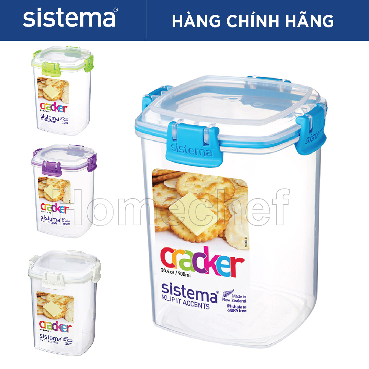 Hộp đựng thực phẩm Sistema 900ml không chứa BPA, dùng lò vi sóng, máy rửa bát, sản xuất tại New Zealand - 61332