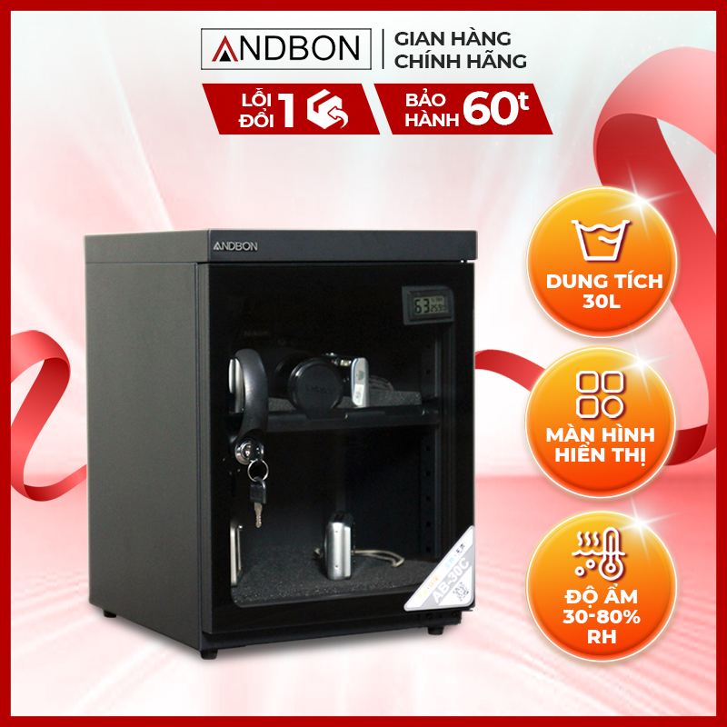 Tủ chống ẩm andbon ab-30c dung tích 30l - có đồng hồ kỹ thuật số báo độ ẩm, ổ khóa bảo vệ - bảo hành điện tử toàn quốc