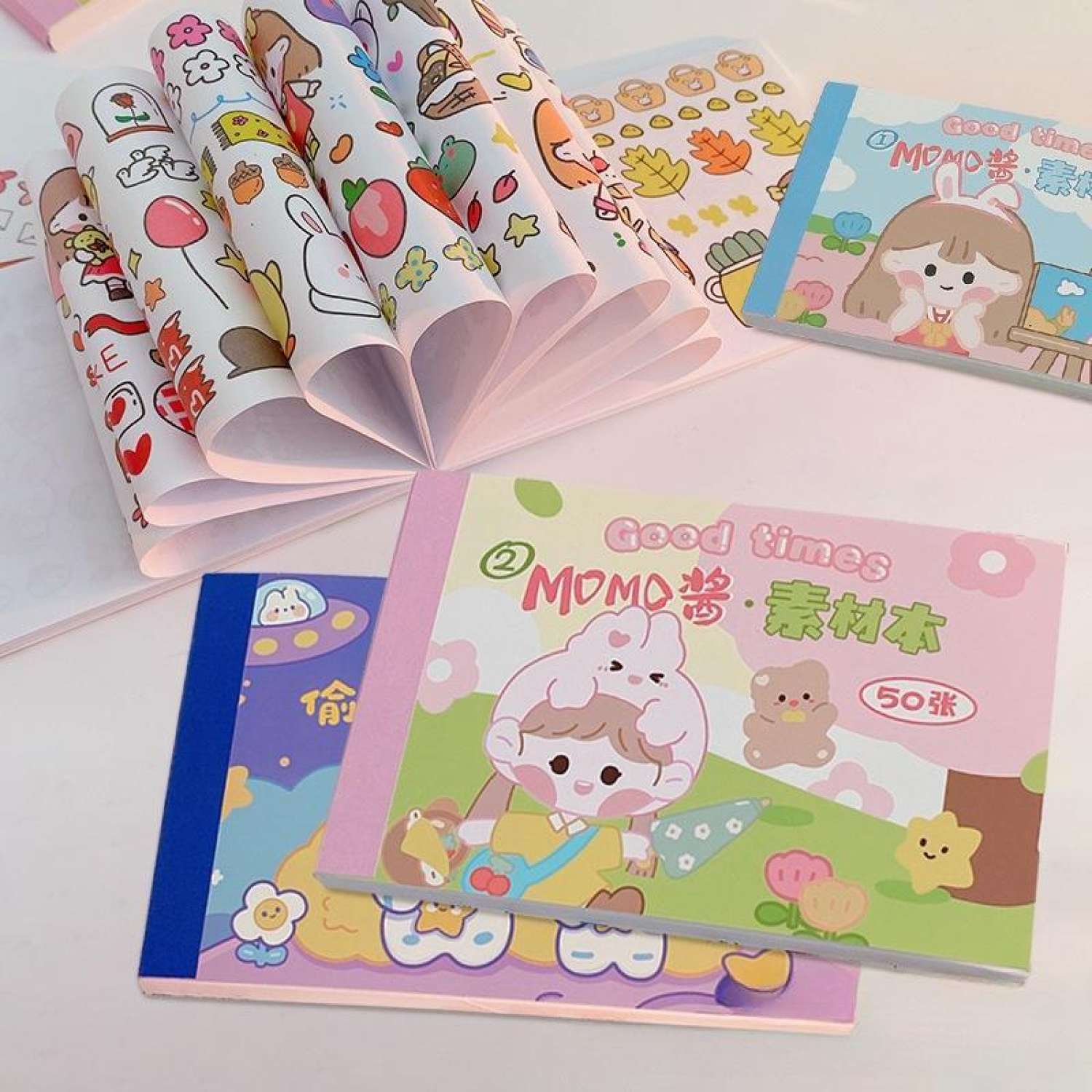 Sổ 50 Trang Miếng Dán Sticker Kiểu Dáng Hoạt Hình Trang Trí Tập vở , Bút