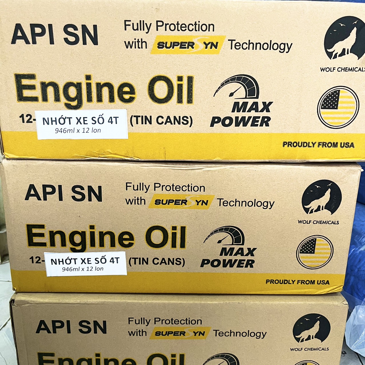 Sỉ 1 Thùng Nhớt Super SYN 10w40 cho Xe Ga/Xe Số 946ml 12 chai chính hãng, Nguyên liệu nhập khẩu từ Mỹ Giá 1,658,000 Đồng*Miễn phí vận chuyển