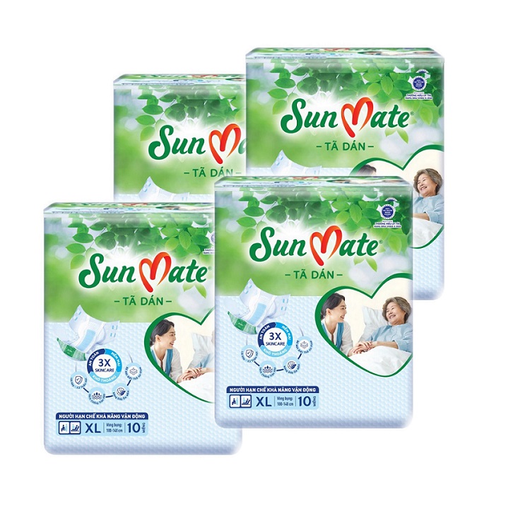 Combo 4 gói Tã dán Sunmate size XL10 tã dán người lớn