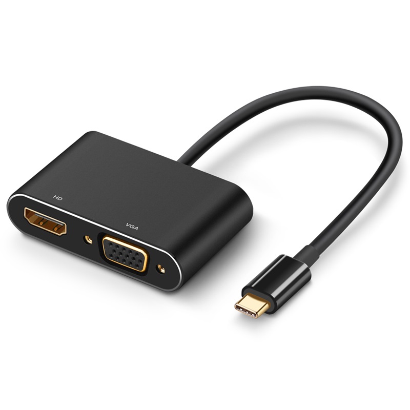 Cáp chuyển đổi typec sang hdmi và vga v187b - hỗ trợ hd/4k - nhất tín computer