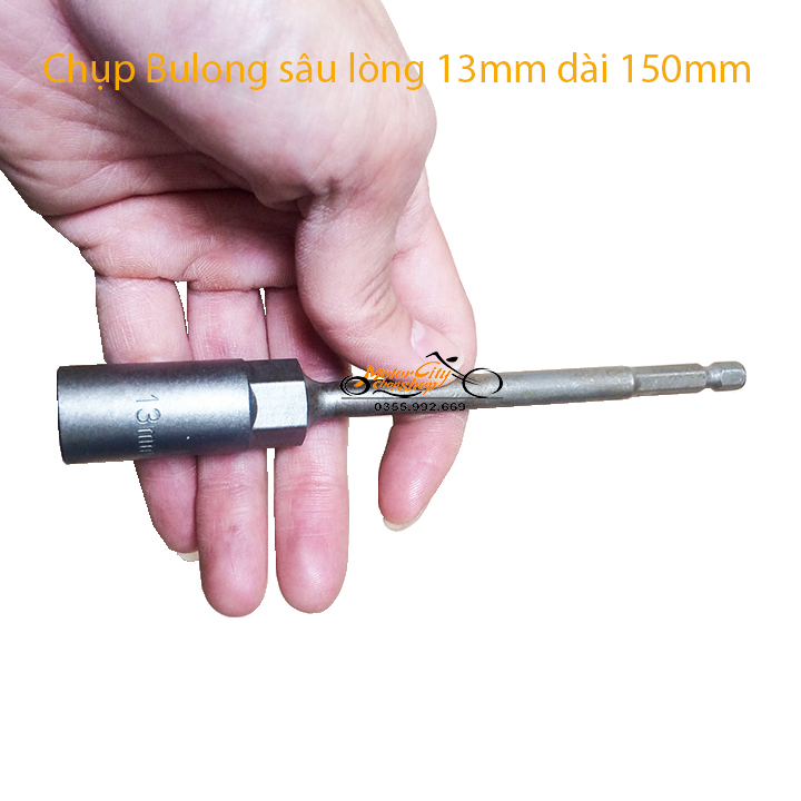 Chụp Bulong Sâu Lòng Chuôi Lục Giác 13mm Cho Máy Bắt Vít Và Khoan dài 150mm