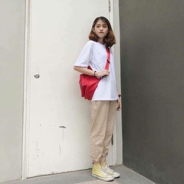 Sét áo thụng trơn nhiều màu quần kaki