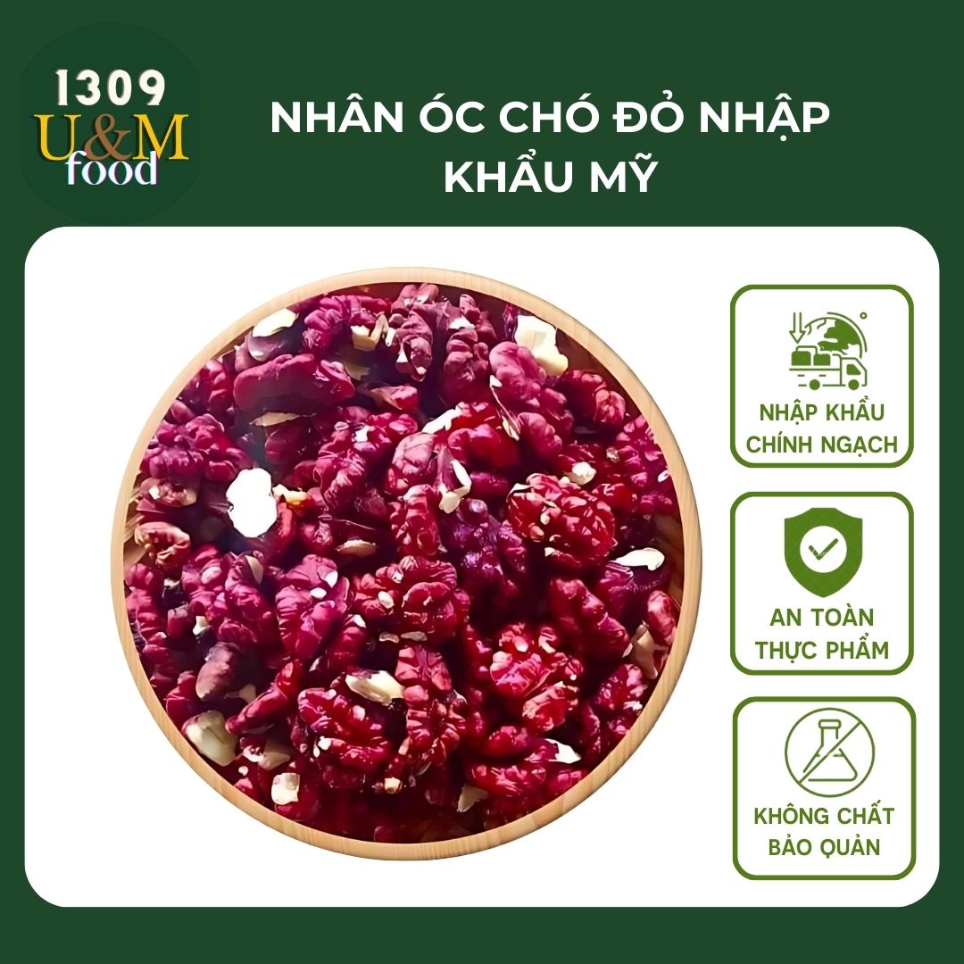 Nhân óc chó đỏ nhập khẩu Mỹ thơm ngon, hạt óc chó nguyên vị đã bóc vỏ đảm bảo dinh dưỡng, giàu dinh dưỡng tốt cho sức khoẻ, hạt dinh dưỡng healthy, ăn vặt healthy, ăn kiêng lành mạnh - 1309 U&M Food