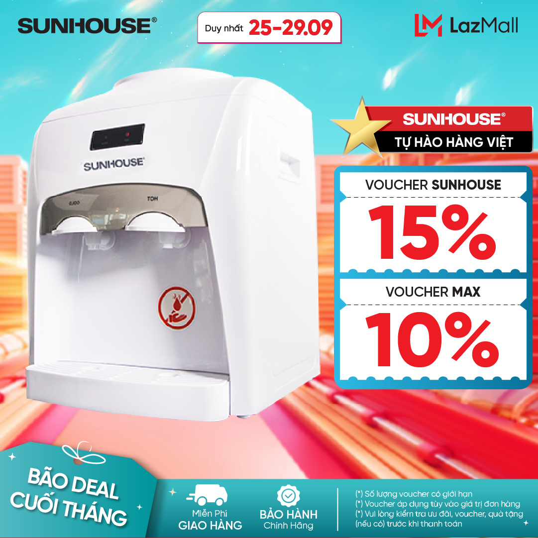Cây nước nóng lạnh để bàn SUNHOUSE SHD9601- Công suất 580W - Bình chứa nước inox 304 - Nhỏ gọn tiết kiệm diện tích - Bảo hành 12 tháng - Hàng chính hãng Sunhouse Việt Nam