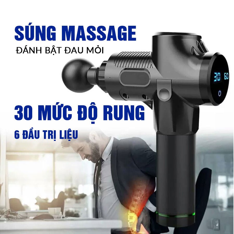 [HCM](Xả Kho) Máy Massage Cầm Tay Nhật Bản Súng Massage Gun Cầm Tay Máy Massage Trị Liệu EM009 6 Đầu Massage 30 Mức Độ Rung - Trị Nhức Mỏi Toàn Thân [ SẢN PHẨM CHÍNH HÃNG ]