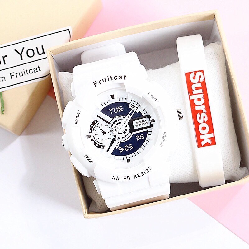 ĐỒNG HỒ THỜI TRANG NAM NỮ FRUITCAT CHẠY KIM GIẢ ĐIỆN TỬ CÁ TÍNH- KHẢ HÂN SHOP