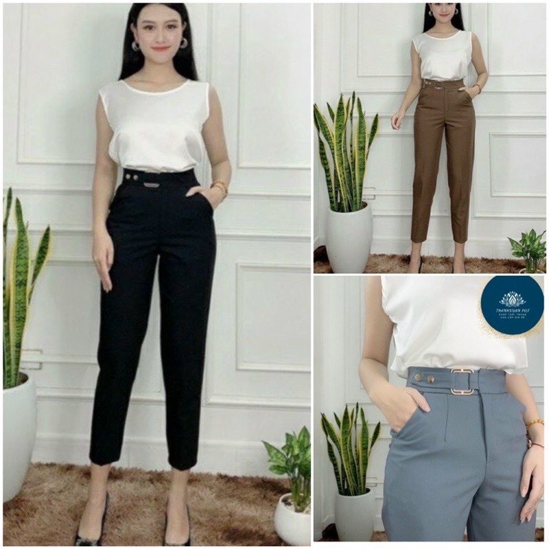 Quần baggy nữ công sở đại lưng 2 cúc bấm- mã 3331