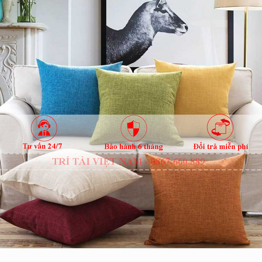 Vỏ gối tựa lưng sofa một màu kích thước 45x45cm