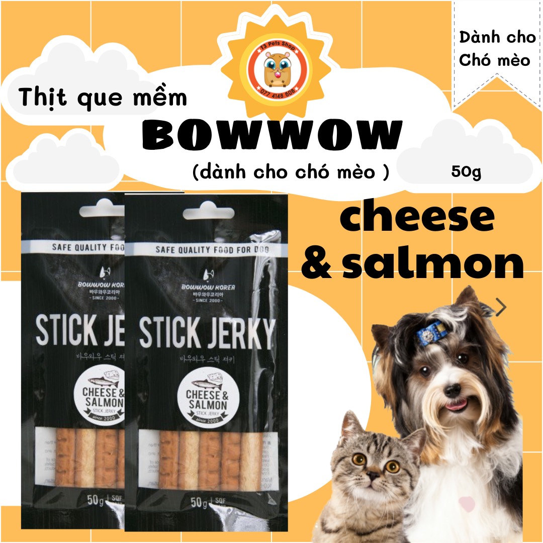 phô mai & cá hồi que 50gr Bowwow dành cho chó  - T3 PETS SHOP