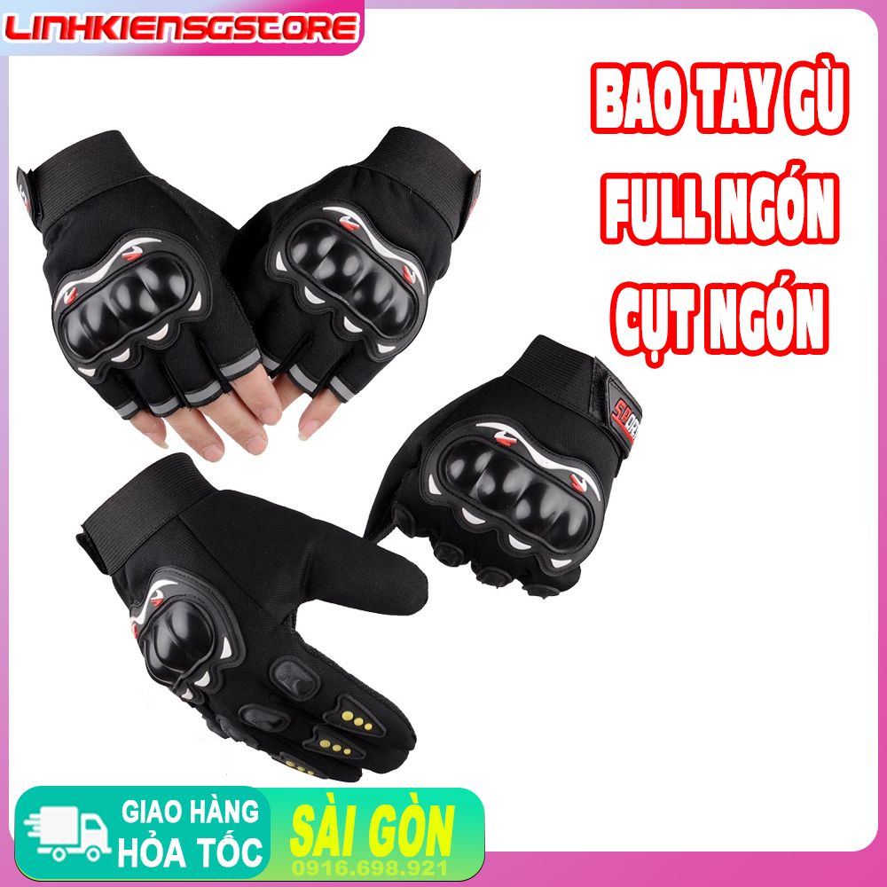 Găng tay gù nhựa dành cho dân phượt biker - găng tay phượt thủ hở ngón + full ngón