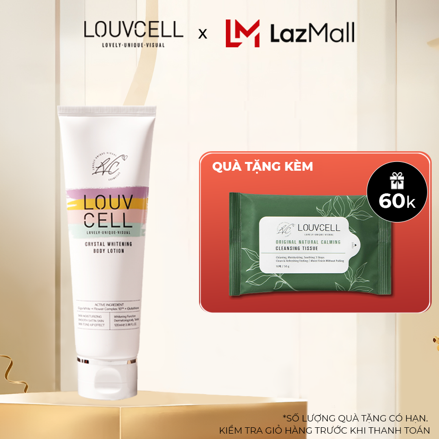 Kem dưỡng trắng da body 3 in 1 Louv Cell Crystal Whitening Body Lotion 120 ml