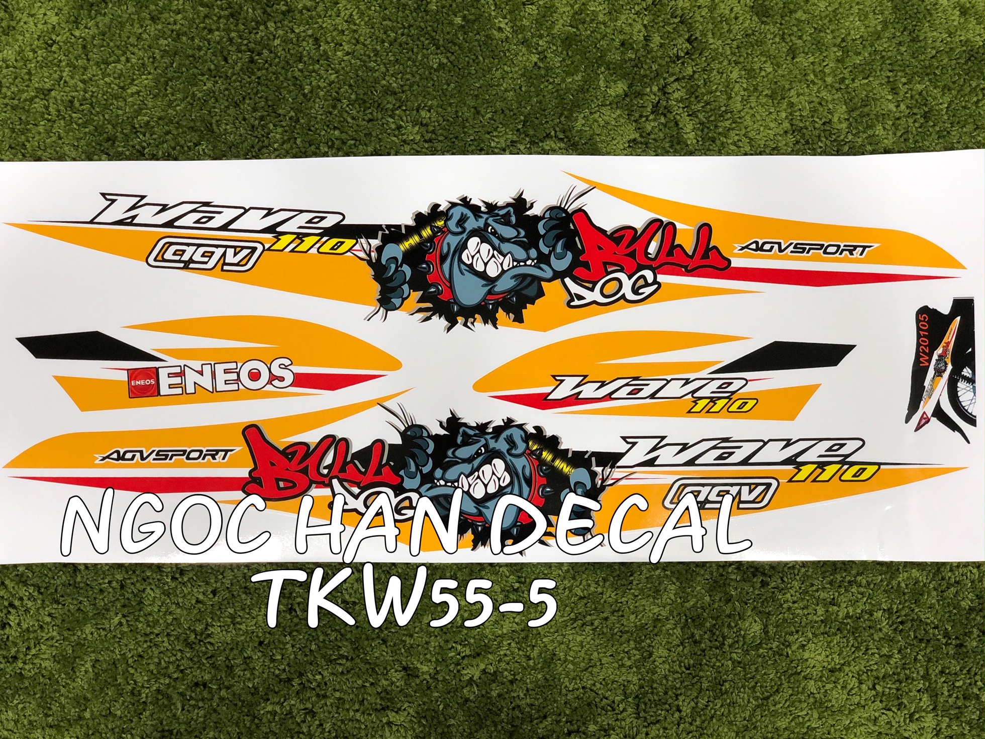 Tem chế nguyên bộ Bulldog màu vàng cho Wave Alpha -- Ngọc Hân Decal