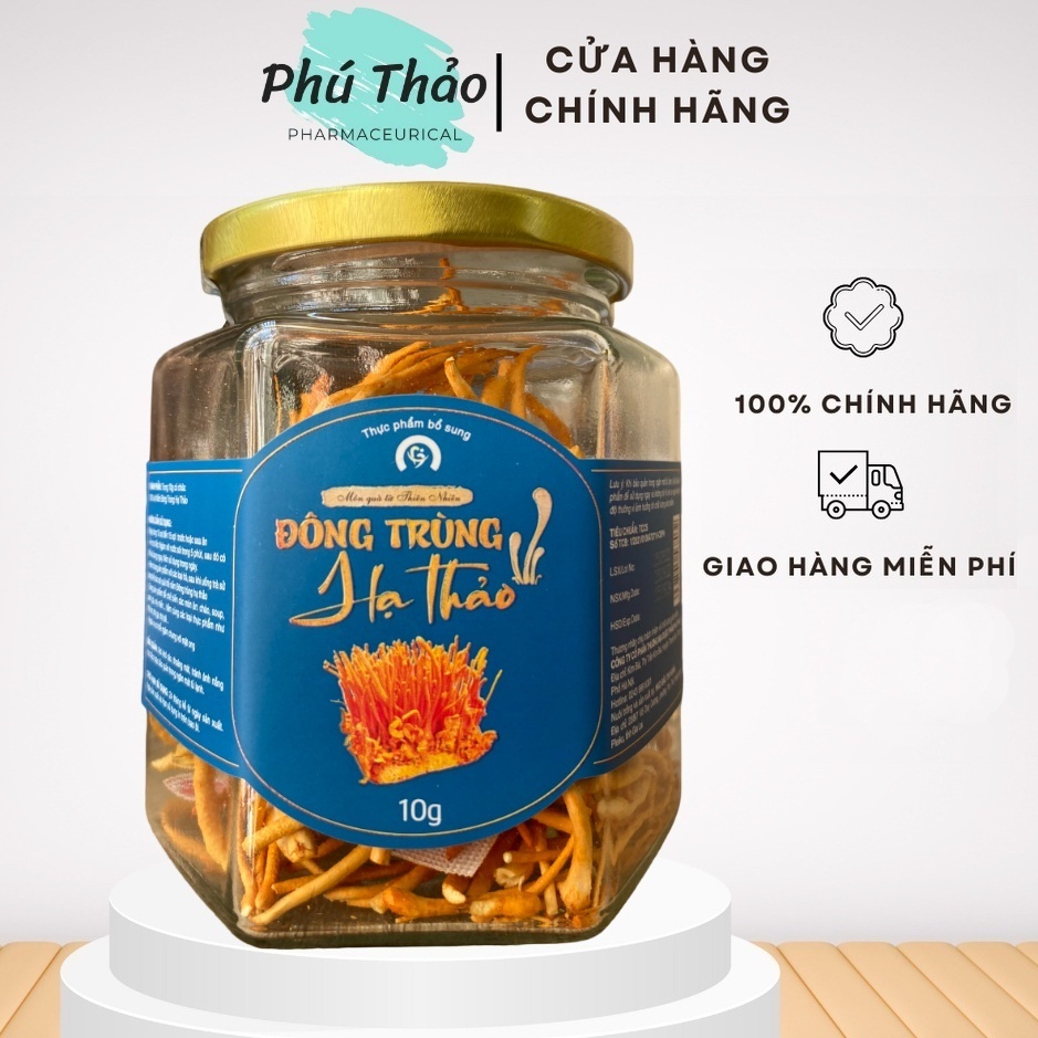 Đông trùng hạ thảo sấy thăng hoa chính khô hãng PHÚ THẢO PHARMACEUTICAL - Bảo quản lâu dài - Giữ được lượng dưỡng chất cao nhất - Giúp ngăn ngừa quá trình lão hoá sớm và giúp trẻ hóa làn da