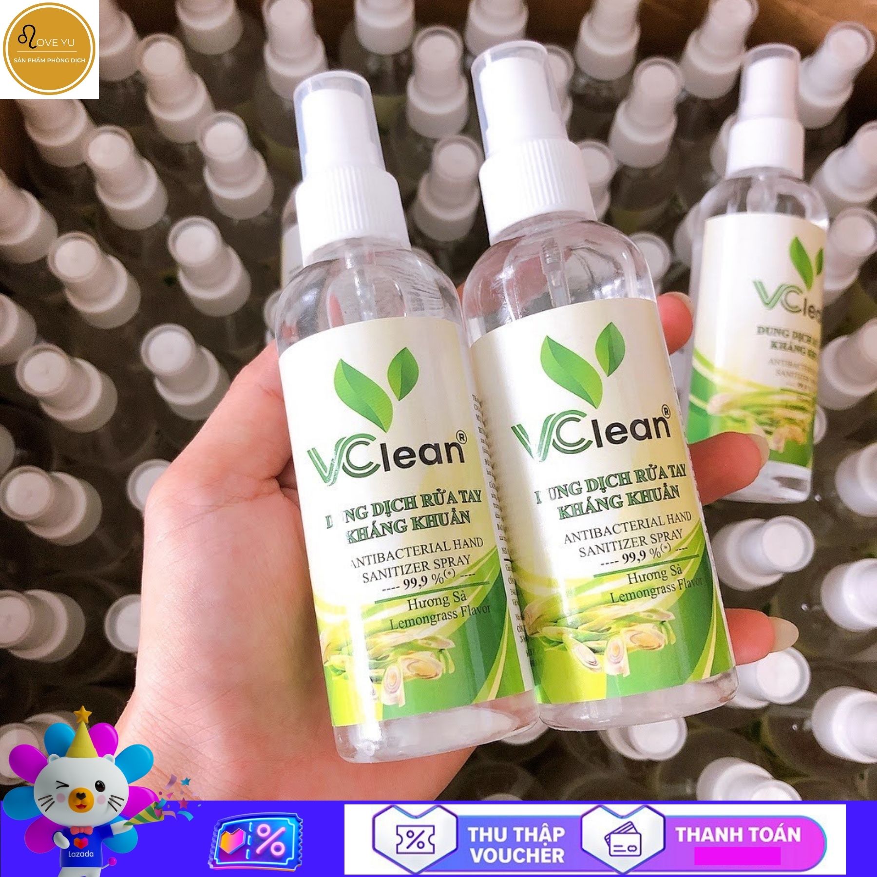 Dung dịch rửa tay kháng khuẩn combo 2 chai 100ml hương sả