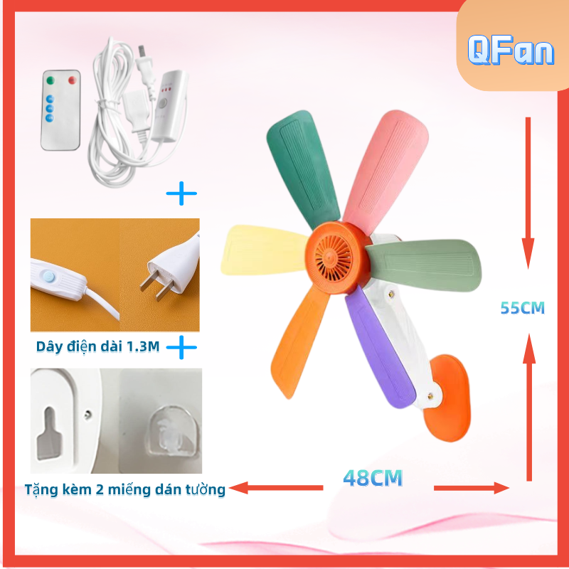 Quạt điện mini gắn tường không cần khoan , quạt treo tường, trần nhà, phòng bếp Fan