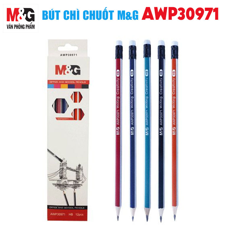 [HCM]Hộp bút chì chuốt  M&G ngòi HB AWP30971 nhiều màu 12 cây/hộp