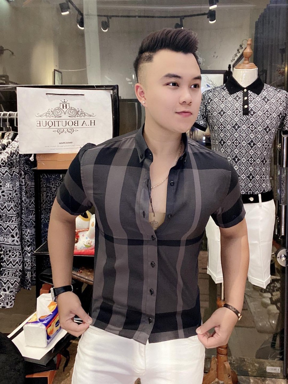 Áo sơ mi nam ngắn tay caro siêu đẹp mềm mịn from kiểu dáng hàn quốc
