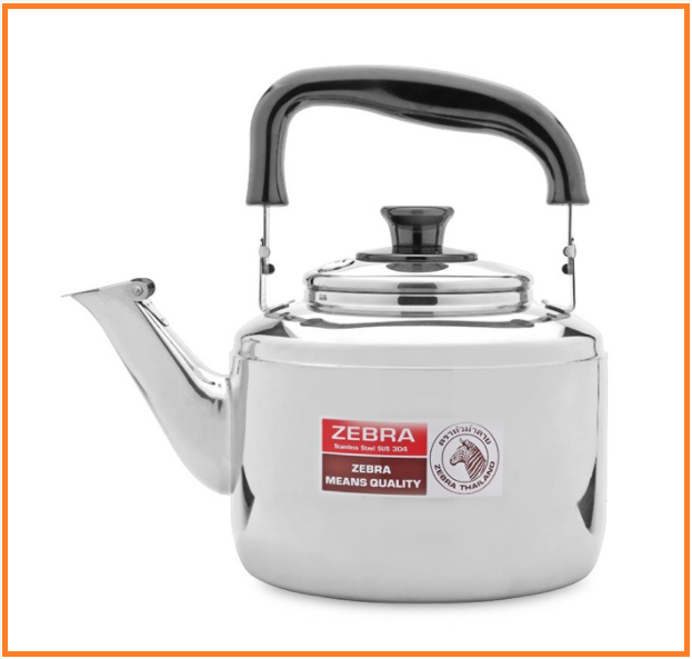 Ấm đun nước inox 304 có reo Century Zebra Dung tích 3L-4.5L-5.5L, Hàng Thái Lan chính hiệu siêu bền, an toàn cho sức khỏe - Dùng được bếp từ