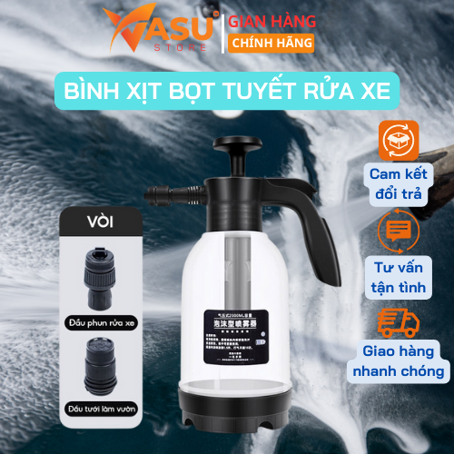 Bình Xịt TẠO BỌT Tuyết Rửa Xe Ô Tô , Xe Máy Bình Tưới Cây Cầm Tay Tiện Dụng Dung Tích 2L - Tiện Lợi - Dễ Sử Dụng