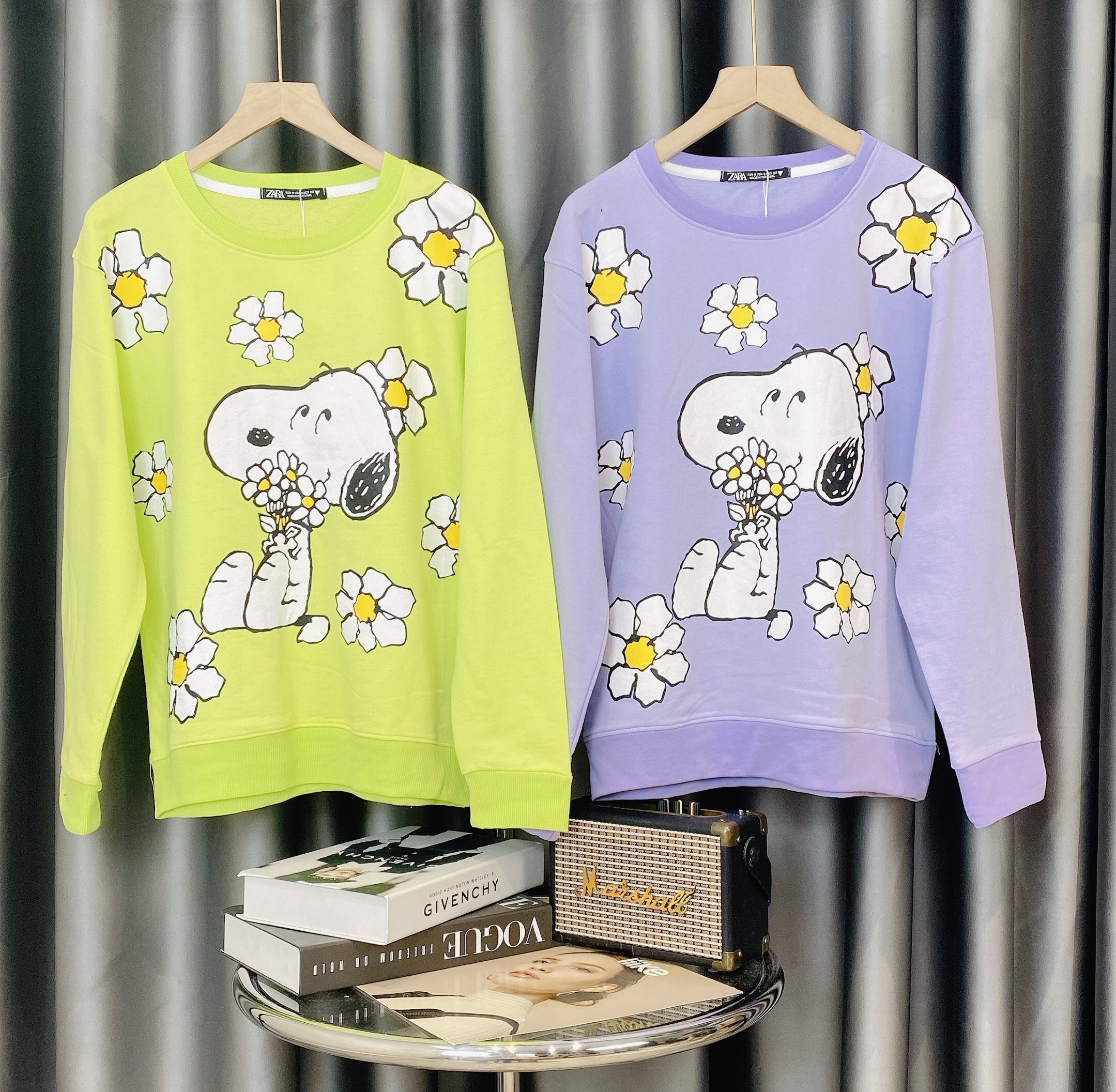 Áo thun sweater nữ dài tay in hình Peanut chất cotton nỉ da cá xịn
