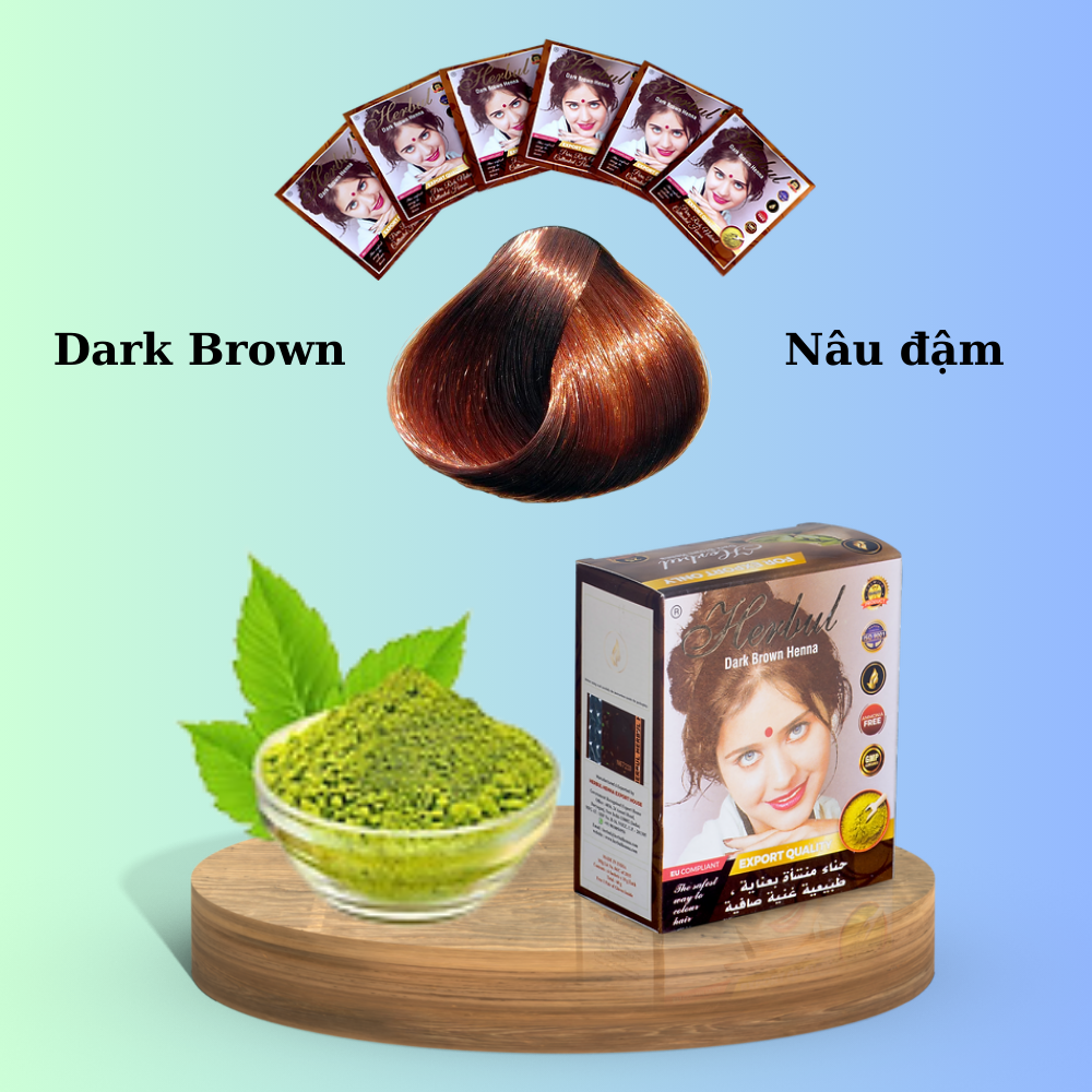 Thuốc nhuộm tóc thảo dược Herbul màu nâu đen (Dark Brown) - Hàng chính hãng