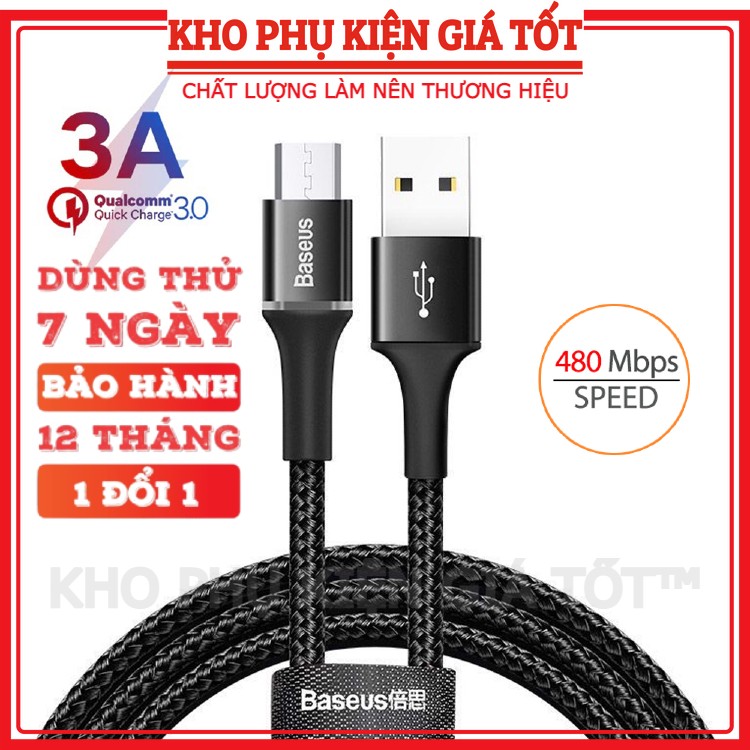 Cáp sạc nhanh Baseus Cafule Micro USB cho Smartphone Android Samsung/ Xiaomi/ Oppo/ Asus/ Huawei