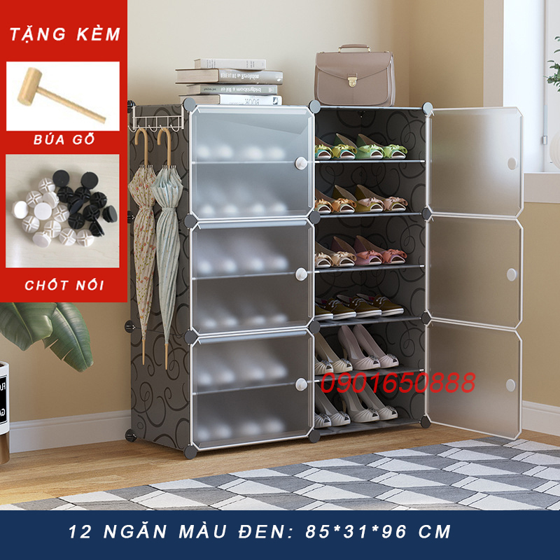 [CHẤT LƯỢNG SỐ 1 - TỦ GIÀY 12 NGĂN] Tủ nhựa đựng giày lắp ghép - Kệ để giày - Giá giày dép đa năng