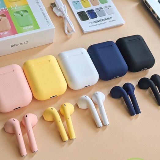 Tai nghe bluetooth không dây Inpods 12tws Bluetooth V5.0 Cùng Cảm ứng vân tay âm thanh cực chuẩn màu sắc tươi trẻ