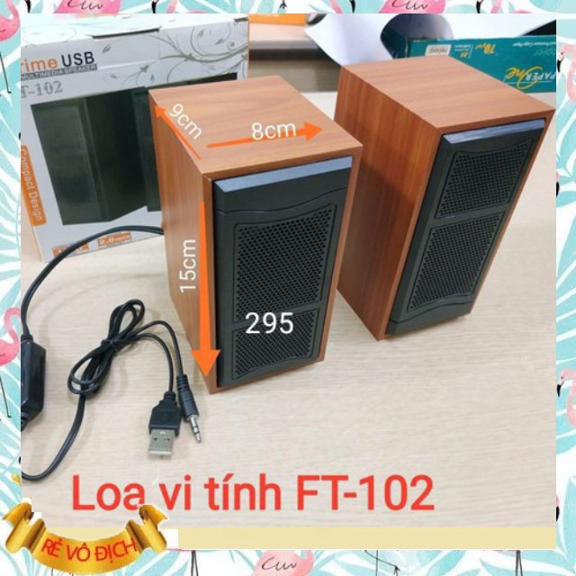 Loa máy tính giá rẻ (Xả Kho) Loa Vi Tính FT-102 (Vỏ Gỗ) - Hàng Nhập Khẩu Chính Hãng Cao Cấp - Kết Nối USB Và Jack 3.5mm