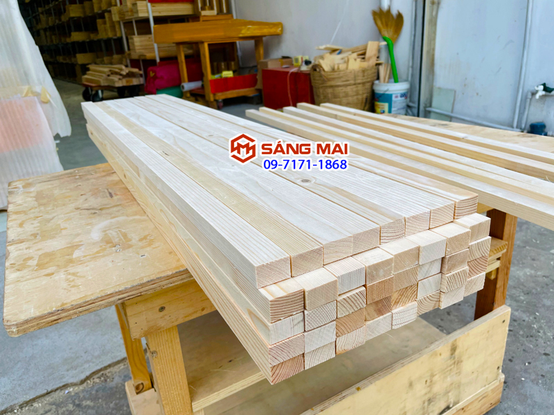 [MS02] Thanh gỗ thông 2cm x 3cm x dài 120cm + láng mịn 4 mặt