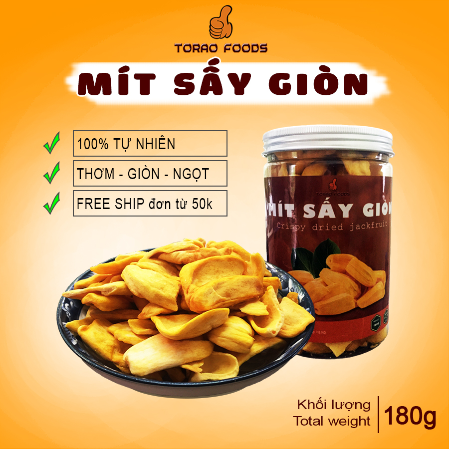 Mít sấy Đà Lạt khô giòn nguyên miếng thơm ngon đảm bảo An toàn Vệ sinh Thực phẩm, Torao Foods - Đồ ăn vặt ngon