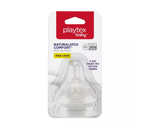 (Mẫu mới 2020) Set 2 núm ti thay thế bình sữa Playtex Vent Aire Cổ rộng cho bé trên 6 tháng tuổi