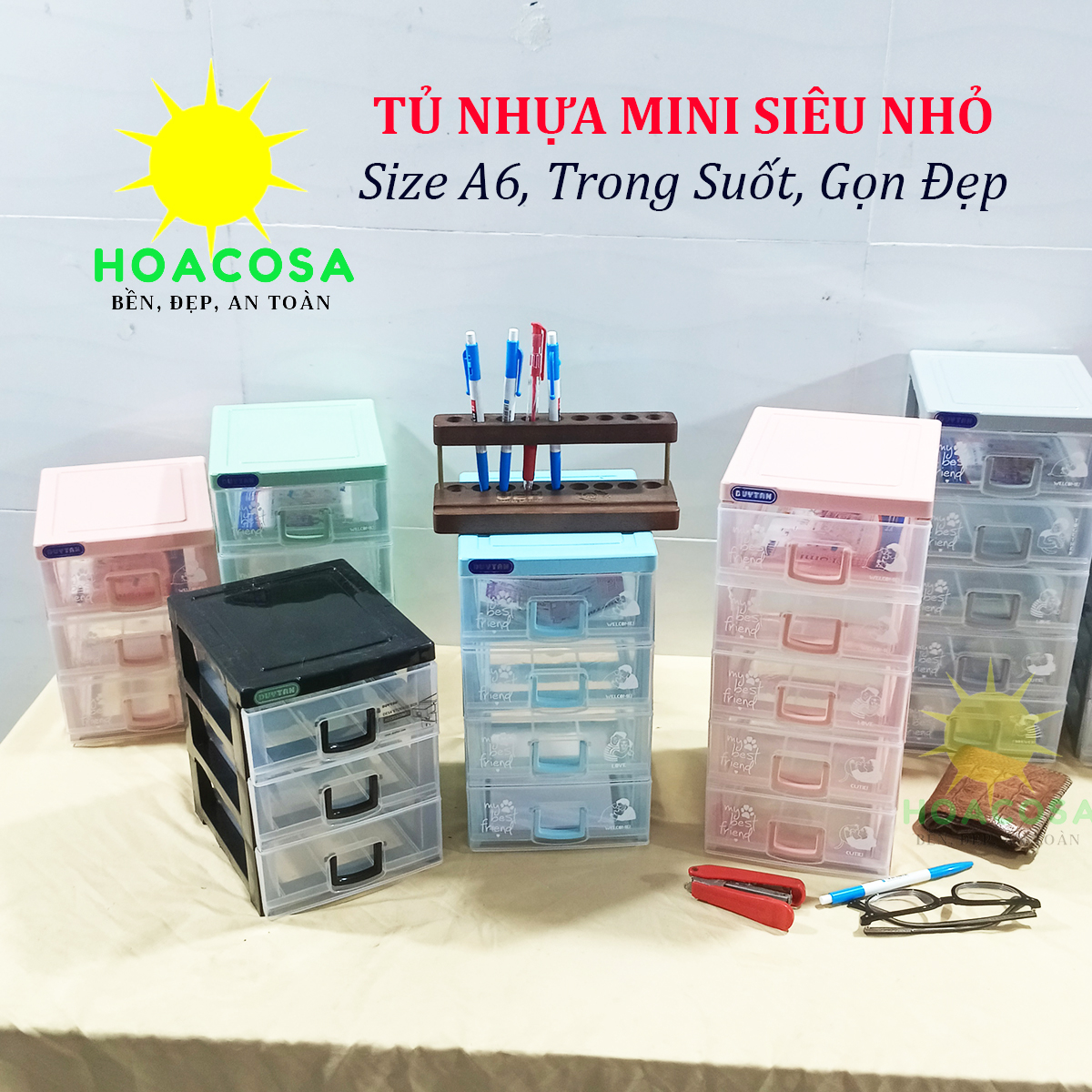 Tủ Nhựa Tomi S Mini 3 Tầng, 4 Tầng, 5 Tầng Siêu Nhỏ ( A6) Duy Tân, Trong Suốt, Nhỏ Gọn, Tiện Dụng- Đồ Gia Dụng Hoacosa.
