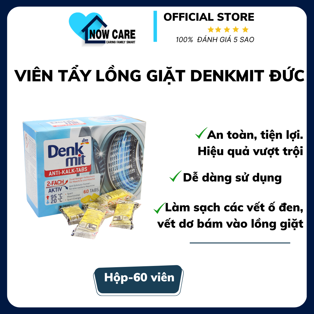 Viên tẩy lồng giặt Denkmit Đức hộp 60 viên