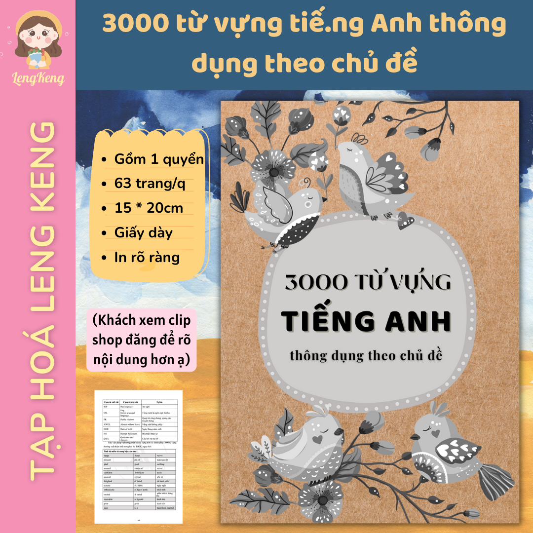 3000 từ vựng tiếng Anh thông dụng theo chủ đề - Kèm 9 phương pháp học từ vựng hiệu quả